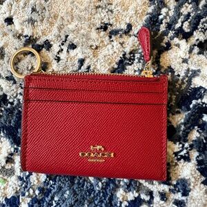 Coach Scarlet Leather Key and Card Holder